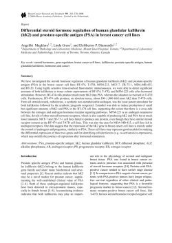 Differential steroid hormone regulation of human glandular kallikrein