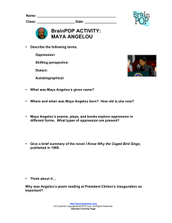 BrainPOP ACTIVITY: MAYA ANGELOU