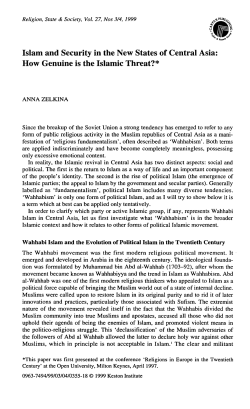 Islam and Security in the New States of Central Asia: How Genuine