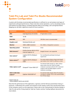 Tobii Pro Lab and Tobii Pro Studio system requirements