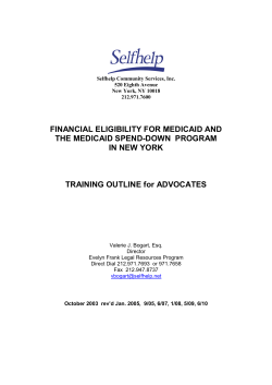 FINANCIAL ELIGIBILITY FOR MEDICAID AND THE MEDICAID