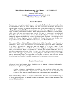Political Theory: Renaissance and Early Modern &ndash; PARTIAL DRAFT