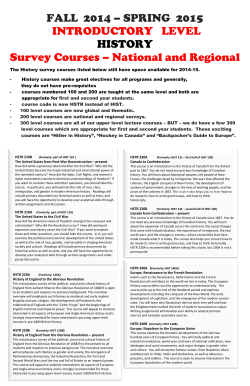 FALL 2014 &ndash; SPRING 2015 INTRODUCTORY LEVEL HISTORY
