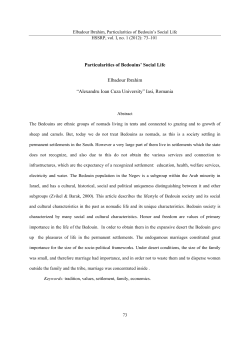 Particularities of Bedouins` Social Life Elbadour Ibrahim &ldquo;Alexandru
