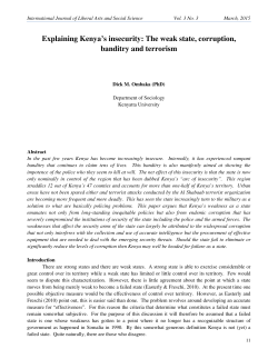 Explaining Kenya`s insecurity - International Journal of Liberal Arts