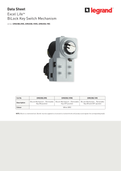 Excel Life&trade; BiLock Key Switch Mechanism Data Sheet