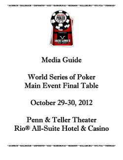 Media Guide World Series of Poker Main Event Final