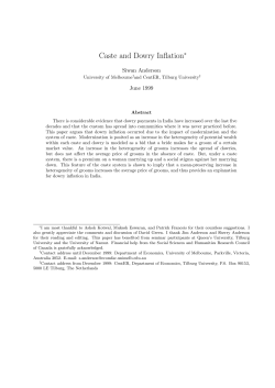 Caste and Dowry Inflation - Center for International Development