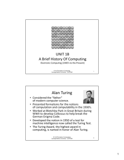 Alan Turing - Carnegie Mellon School of Computer Science