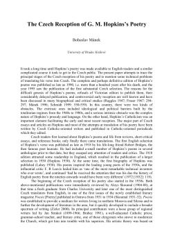 The Czech Reception of G. M. Hopkins`s Poetry