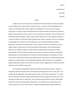 Shahaf Nuriel SLAV 426 Essay #1 Tsabar People who are a part of