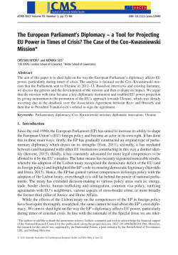 The European Parliament`s Diplomacy &ndash; a Tool for Projecting EU