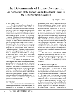 The Determinants of Home Ownership: An Application of the Human