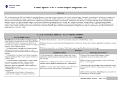 Grade 5 Spanish - Unit 3 - Where will your hunger take you?