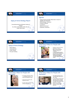 Aging at Home Strategy Report Agenda Aging at