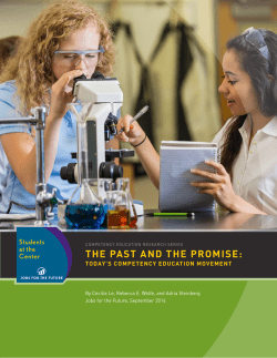 The Past and the Promise: Today`s Competency Education Movement
