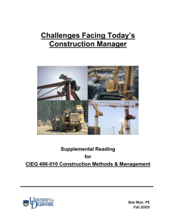 Challenges Facing Today`s Construction Manager