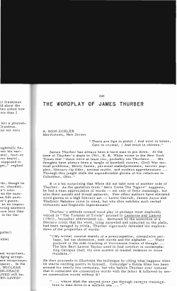 The Wordplay of James Thurber - Digital Commons @ Butler