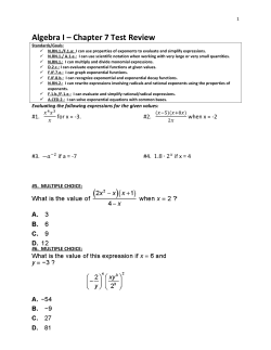 Algebra I &ndash; Chapter 7 Test Review