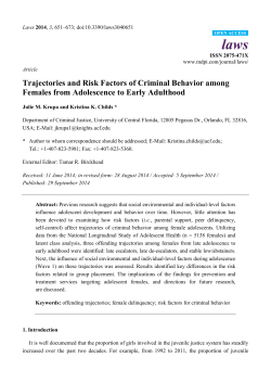 Trajectories and Risk Factors of Criminal Behavior among Females