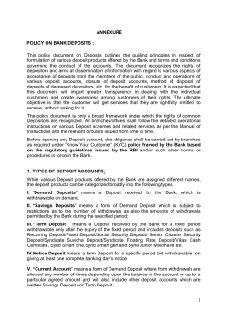 Bank Deposits - Syndicate Bank