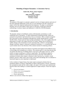 Modeling of Impact Dynamics: A Literature Survey