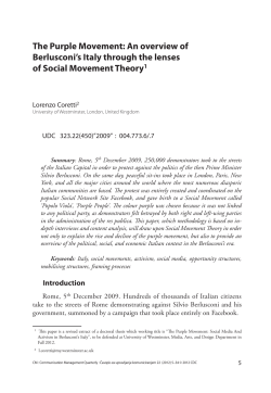 The Purple Movement: An overview of Berlusconi`s Italy through the