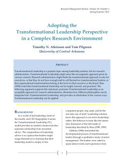 Adopting the Transformational Leadership Perspective in a Complex