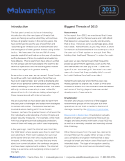 Biggest Threats of 2013 Introduction