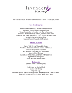 For Cocktail Parties of 45min to 1hour choose 6 items