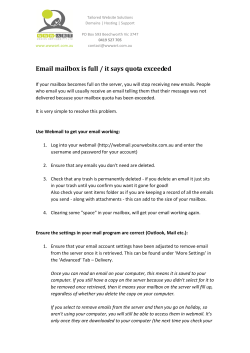 Email mailbox is full / it says quota exceeded