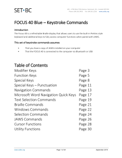 Focus 40 Keystroke Commands - SET-BC