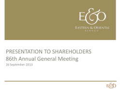 Presentation to Shareholders 2013 86th Annual General Meeting