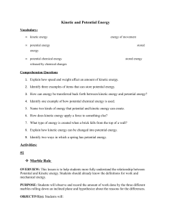 Kinetic and Potential Energy Activities: #1 Marble Role