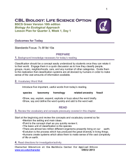 CBL Biology: Life Science Option