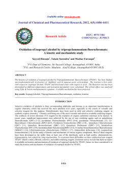 Oxidation of isopropyl alcohol by tripropylammonium fluorochromate
