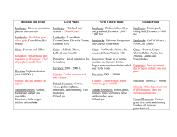 Mountain and Basins Great Plains North Central Plains Coastal