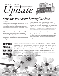 Our Latest Newsletter - Harriet Taylor Upton House
