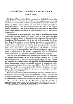 A National Transportation Policy - Duke Law Scholarship Repository