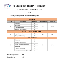 PhD(Managment) Sample Test Paper Spring-2017