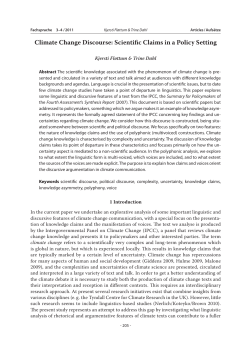 Climate Change Discourse: Scientific Claims in a Policy Setting