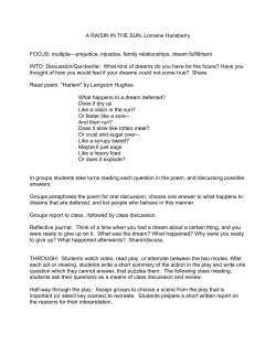 A RAISIN IN THE SUN, Lorraine Hansberry FOCUS