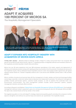 ADAPT IT ACQUIRES 100 PERCENT OF MICROS SA