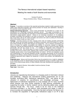 The Nereus international subject-based repository: Meeting the