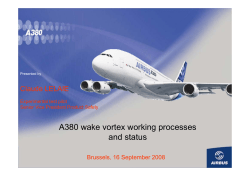 A380 wake vortex working processes and status