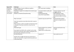 Type of AfL Technique Pros Cons Activating students as learning