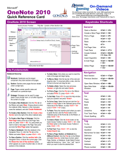 Microsoft OneNote 2010 Quick Reference Guide