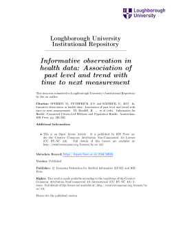 Sperrin et al Informative Observation in Health Data Inf for Health