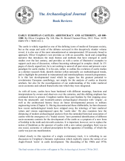 Early European Castles: Aristocracy and Authority, AD 800-1200