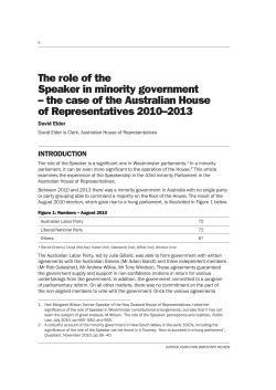 The role of the Speaker in minority government